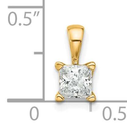 14k Yellow Gold 1/2 Ct. Lab Grown Diamond VS/SI+ G+ Princess Four Prong Pendant