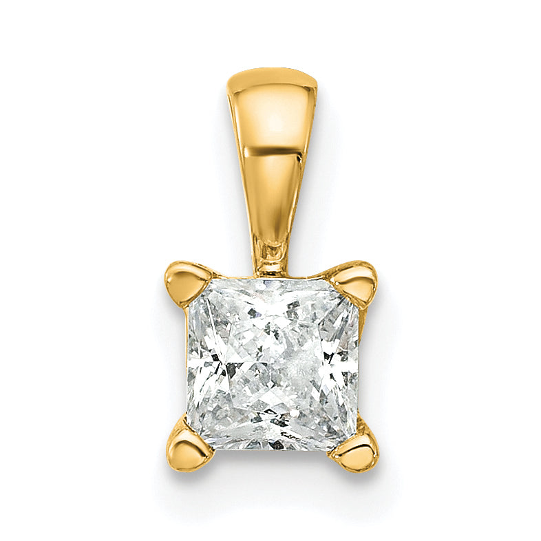 14k Yellow Gold 1/2 Ct. Lab Grown Diamond VS/SI+ G+ Princess Four Prong Pendant