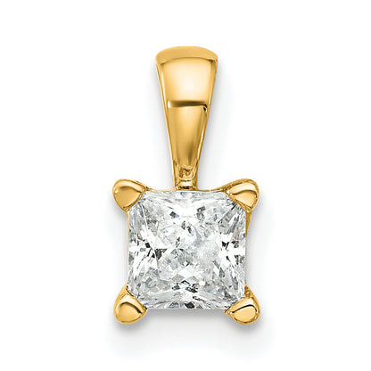 14k Yellow Gold 1/2 Ct. Lab Grown Diamond VS/SI+ G+ Princess Four Prong Pendant