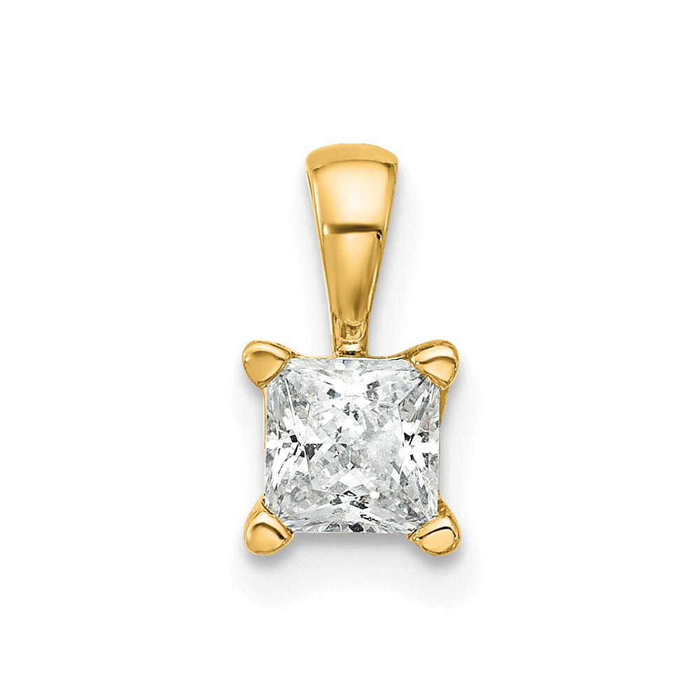 14k Yellow Gold 1/2 Ct. Certified Lab Grown Diamond VS/SI+ G+ Princess Complete Four Prong Pendant