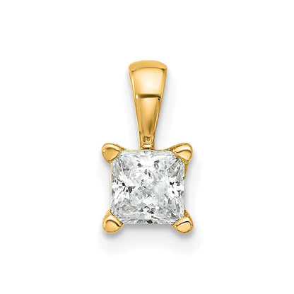 14k Yellow Gold 1/2 Ct. Certified Lab Grown Diamond VS/SI+ G+ Princess Complete Four Prong Pendant