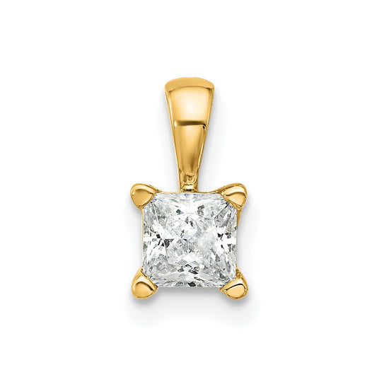 14k Yellow Gold 1/2 Ct. Certified Lab Grown Diamond VS/SI+ G+ Princess Complete Four Prong Pendant