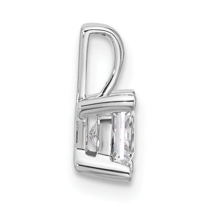 14K White Gold 3/4 Carat Lab Grown Diamond Vs+ F+ Princess Complete Four Prong Pendant