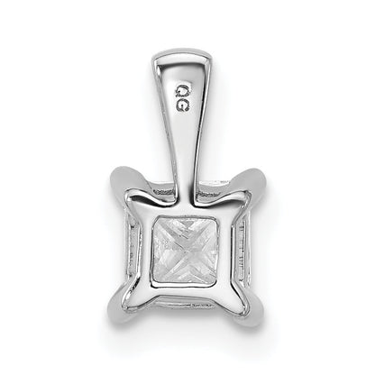 14K White Gold 3/4 Carat Certified Lab Grown Diamond Vs+ F+ Princess Complete Four Prong Pendant