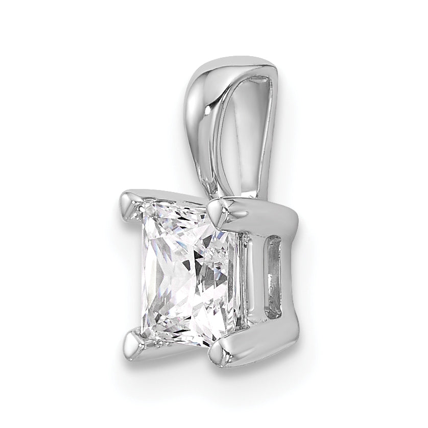 14K White Gold 3/4 Carat Certified Lab Grown Diamond Vs+ F+ Princess Complete Four Prong Pendant