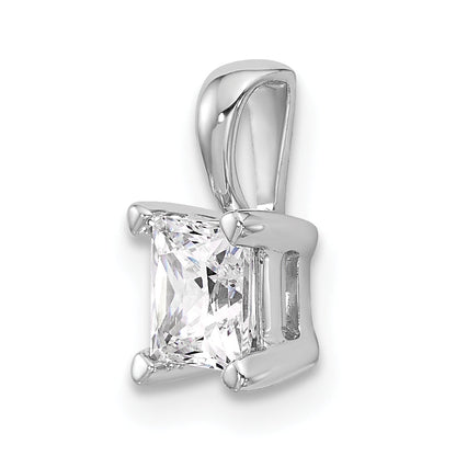 14K White Gold 3/4 Carat Lab Grown Diamond Vs+ F+ Princess Complete Four Prong Pendant