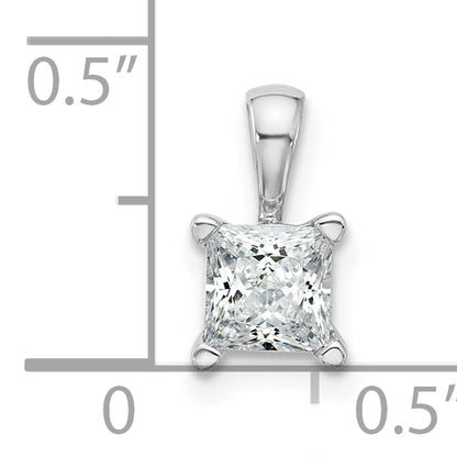 14K White Gold 3/4 Carat Lab Grown Diamond Vs+ F+ Princess Complete Four Prong Pendant