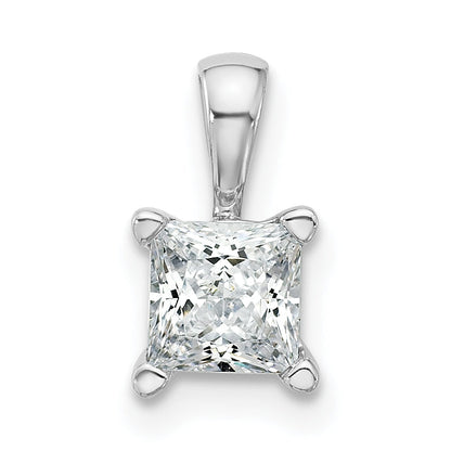 14K White Gold 3/4 Carat Lab Grown Diamond Vs+ F+ Princess Complete Four Prong Pendant