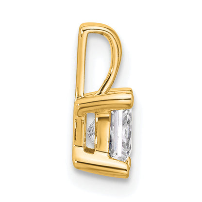 14K Yellow Gold 3/4 Carat Certified Lab Grown Diamond Vs+ F+ Princess Complete Four Prong Pendant