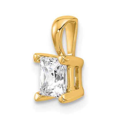 14K Yellow Gold 3/4 Carat Lab Grown Diamond Vs+ F+ Princess Complete Four Prong Pendant
