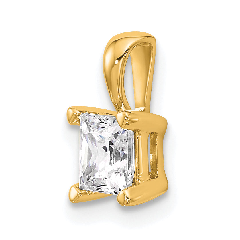14K Yellow Gold 3/4 Carat Certified Lab Grown Diamond Vs+ F+ Princess Complete Four Prong Pendant