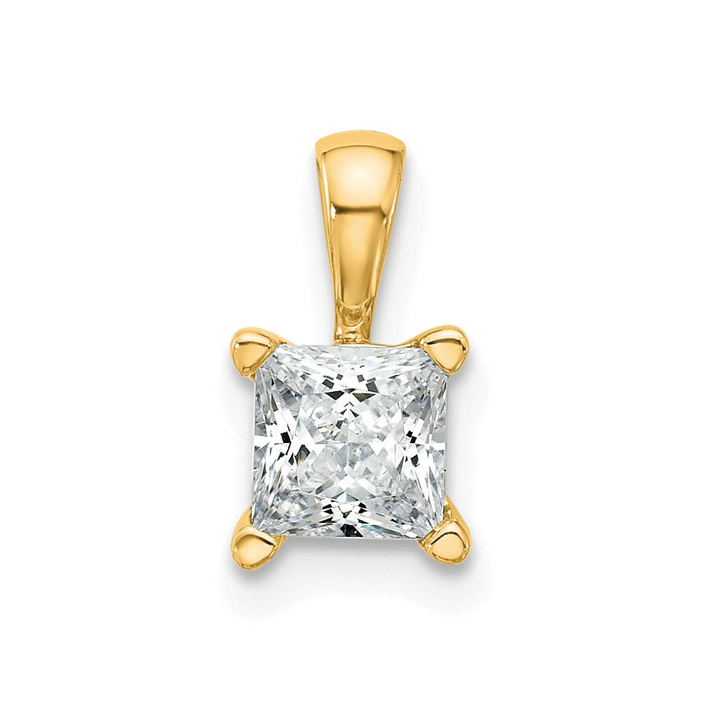 14k Yellow Gold 3/4 Ct. Lab Grown Diamond VS/SI+ G+ Princess Complete Four Prong Pendant