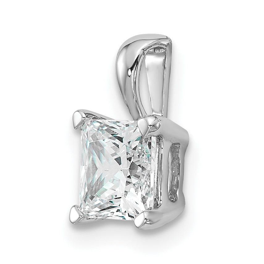 14k White Gold 14k White Gold 1 carat Lab Grown Diamond VS+ F+ Princess Complete Four Prong Pendant