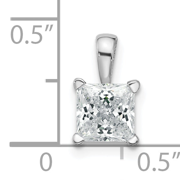 14k White Gold 14k White Gold 1 carat Certified Lab Grown Diamond VS+ F+ Princess Complete Four Prong Pendant