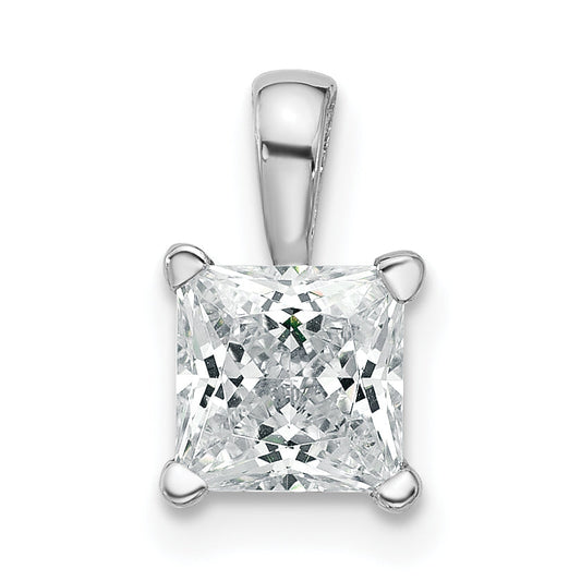 14k White Gold 14k White Gold 1 carat Lab Grown Diamond VS+ F+ Princess Complete Four Prong Pendant