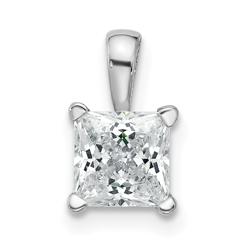14k White Gold 14k White Gold 1 carat Certified Lab Grown Diamond VS+ F+ Princess Complete Four Prong Pendant