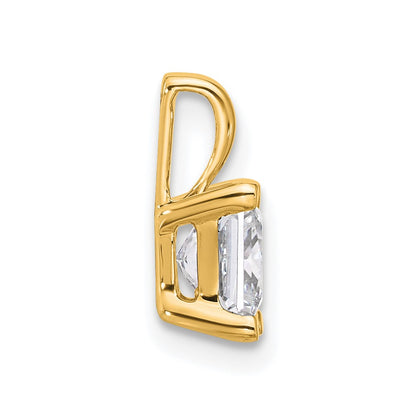 14K Yellow Gold 1 Carat Certified Lab Grown Diamond Vs+ F+ Princess Complete Four Prong Pendant