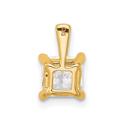 14k Yellow Gold 1 Ct. Certified Lab Grown Diamond VS/SI+ G+ Princess Complete Four Prong Pendant