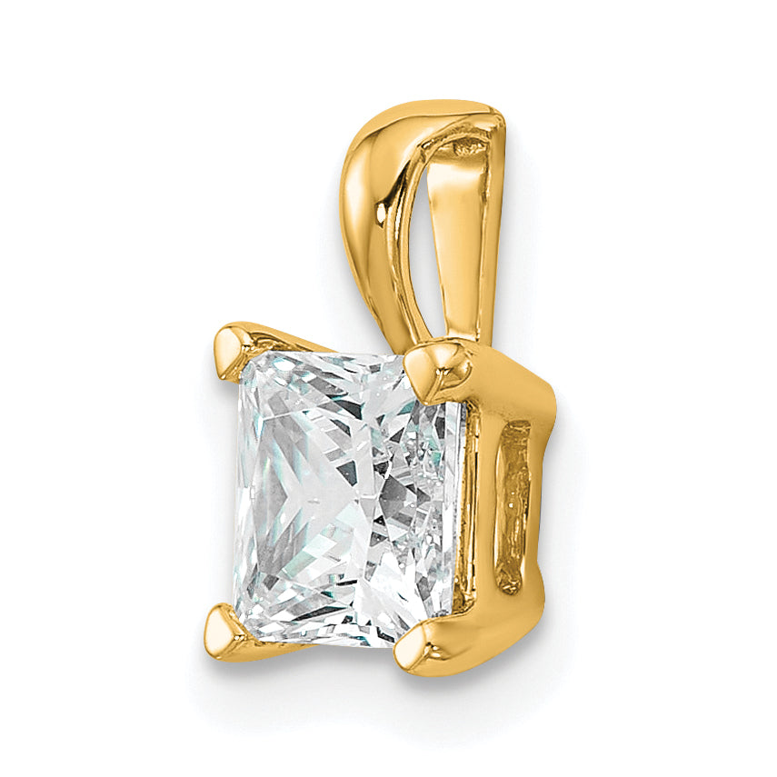 14k Yellow Gold 1 Ct. Lab Grown Diamond VS/SI+ G+ Princess Four Prong Pendant