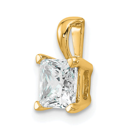 14K Yellow Gold 1 Carat Lab Grown Diamond Vs+ F+ Princess Complete Four Prong Pendant