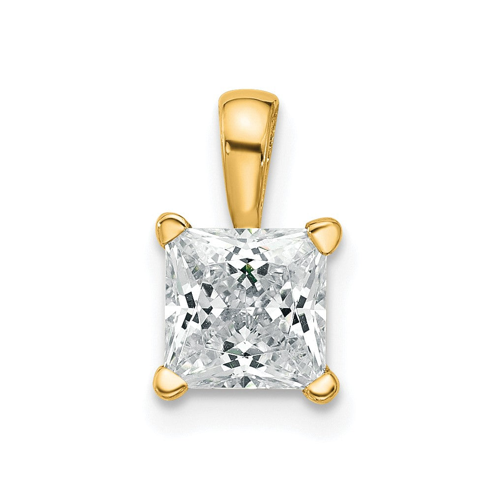 14k Yellow Gold 1 Ct. Certified Lab Grown Diamond VS/SI+ G+ Princess Complete Four Prong Pendant