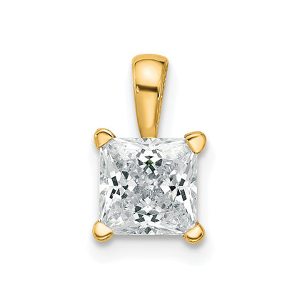 14k Yellow Gold 1 Ct. Certified Lab Grown Diamond VS/SI+ G+ Princess Complete Four Prong Pendant