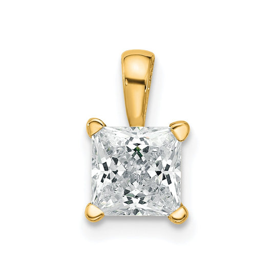 14k Yellow Gold 1 Ct. Certified Lab Grown Diamond VS/SI+ G+ Princess Complete Four Prong Pendant