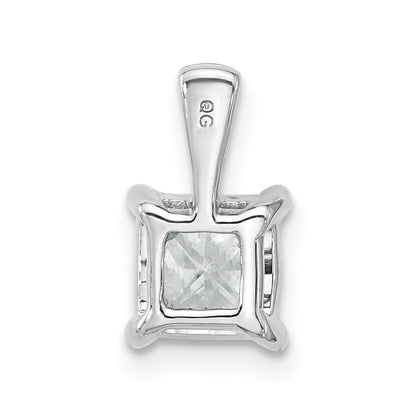 14K White Gold 1 1/2 Carat Certified Lab Grown Diamond Vs+ F+ Princess Complete Four Prong Pendant
