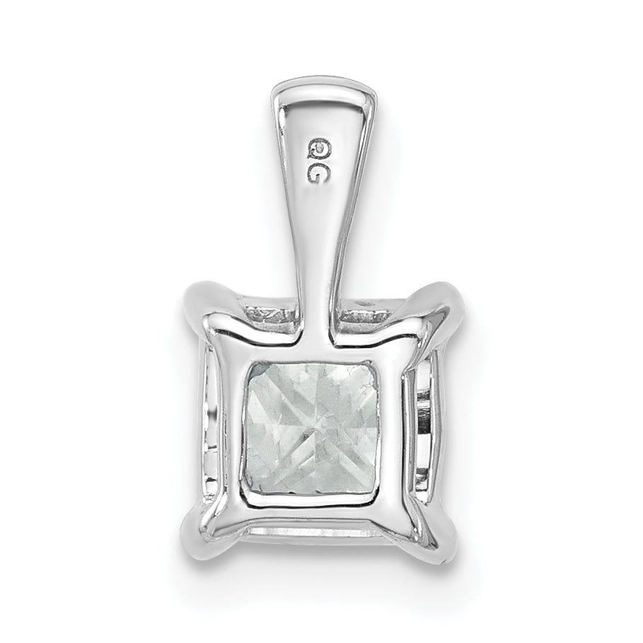 14K White Gold 1 1/2 Carat Lab Grown Diamond Vs+ F+ Princess Complete Four Prong Pendant