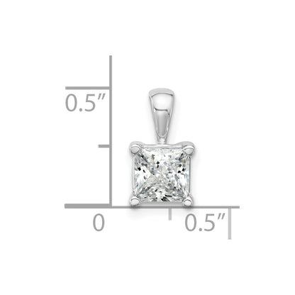 14k White Gold 1 1/2 Ct. Certified Lab Grown Diamond VS/SI+ G+ Princess Complete Four Prong Pendant