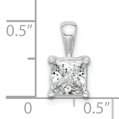 14K White Gold 1 1/2 Carat Lab Grown Diamond Vs+ F+ Princess Complete Four Prong Pendant