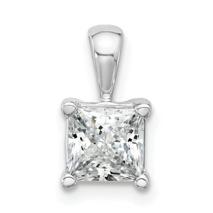 14K White Gold 1 1/2 Carat Lab Grown Diamond Vs+ F+ Princess Complete Four Prong Pendant