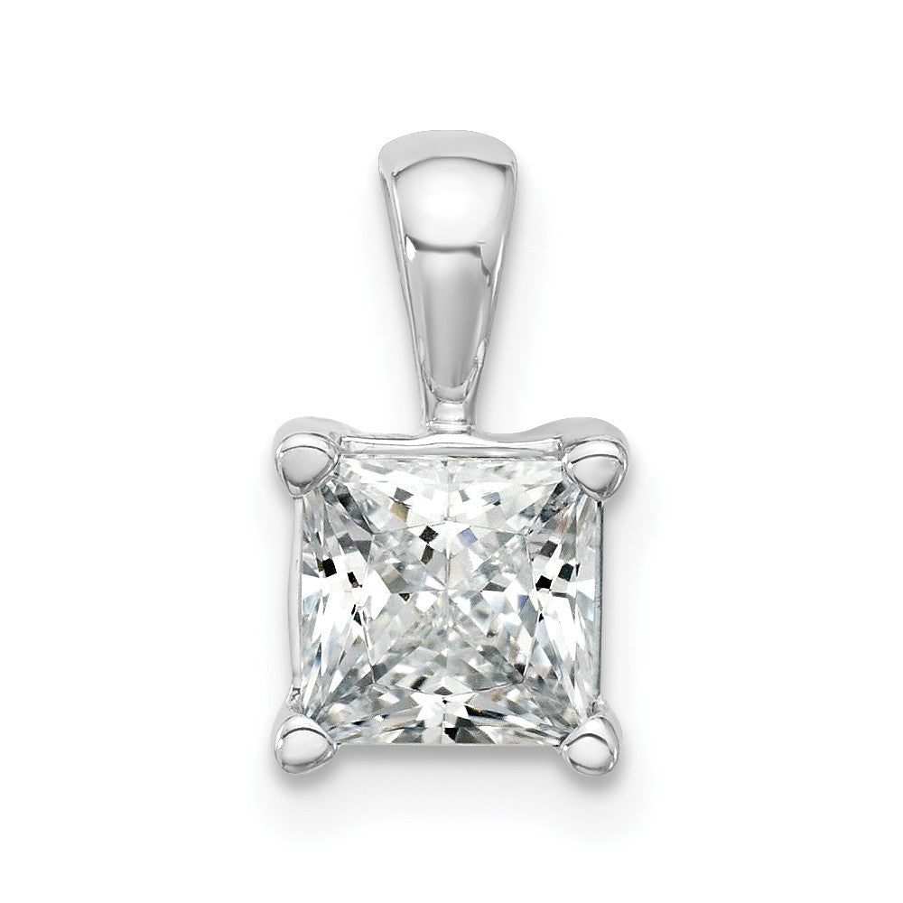 14k White Gold 1 1/2 Ct. Certified Lab Grown Diamond VS/SI+ G+ Princess Complete Four Prong Pendant