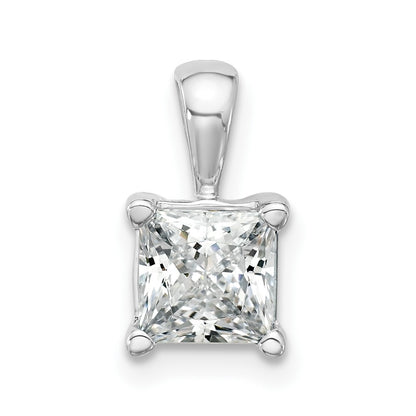 14k White Gold 1 1/2 Ct. Certified Lab Grown Diamond VS/SI+ G+ Princess Complete Four Prong Pendant