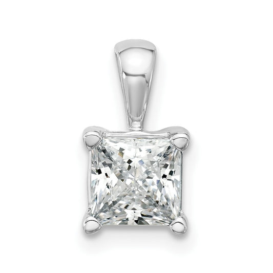 14k White Gold 1 1/2 Ct. Certified Lab Grown Diamond VS/SI+ G+ Princess Complete Four Prong Pendant