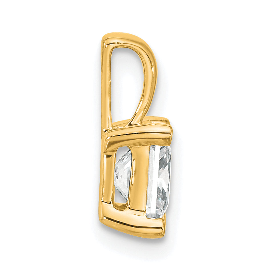14K Yellow Gold 1 1/2 Carat Certified Lab Grown Diamond Vs+ F+ Princess Complete Four Prong Pendant
