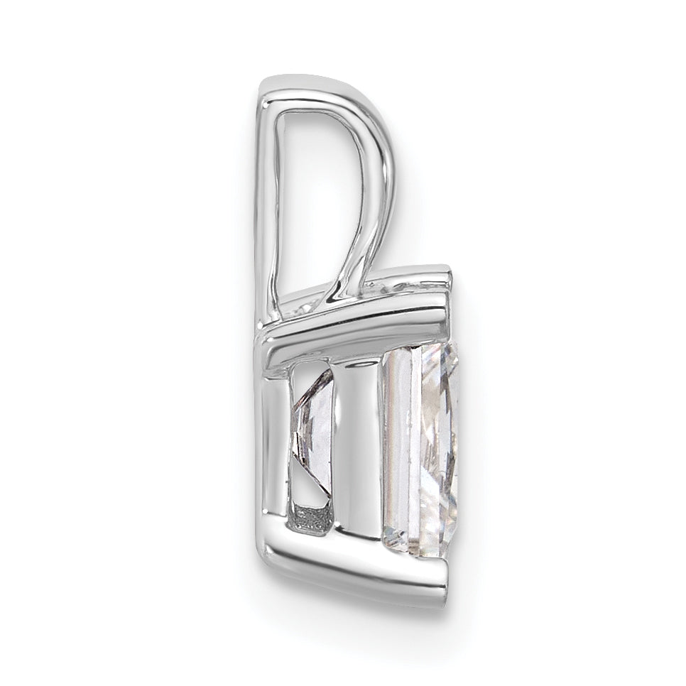 14K White Gold 2 Carat Lab Grown Diamond Vs+ F+ Princess Complete Four Prong Pendant