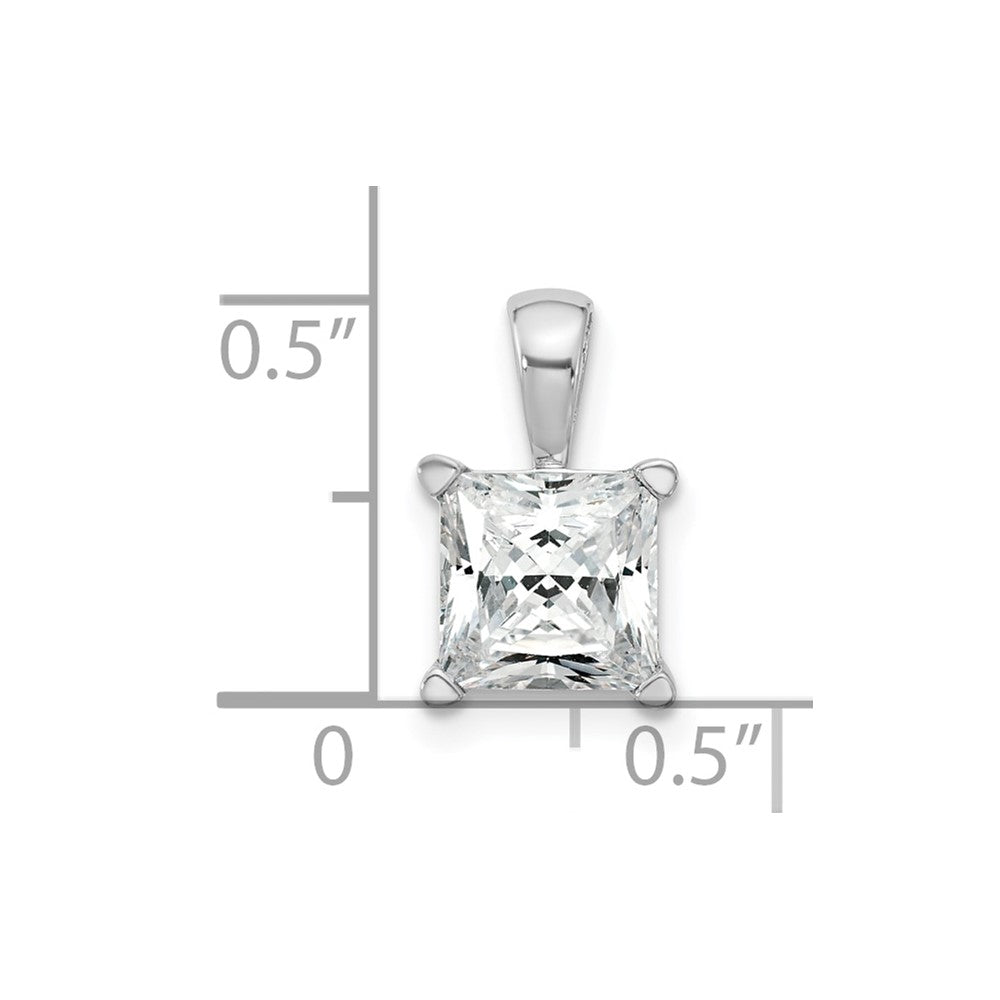 14k White Gold 2 Ct. Certified Lab Grown Diamond VS/SI+ G+ Princess Complete Four Prong Pendant
