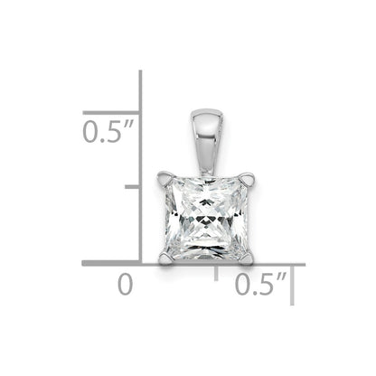 14k White Gold 2 Ct. Certified Lab Grown Diamond VS/SI+ G+ Princess Complete Four Prong Pendant