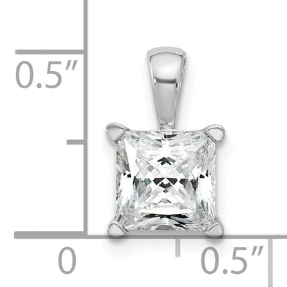 14K White Gold 2 Carat Certified Lab Grown Diamond Vs+ F+ Princess Complete Four Prong Pendant