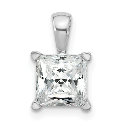 14K White Gold 2 Carat Certified Lab Grown Diamond Vs+ F+ Princess Complete Four Prong Pendant