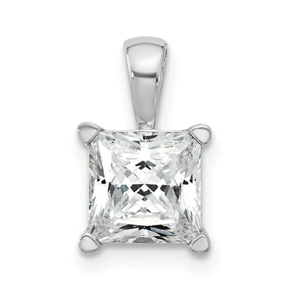 14k White Gold 2 Ct. Certified Lab Grown Diamond VS/SI+ G+ Princess Complete Four Prong Pendant
