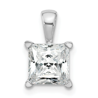 14k White Gold 2 Ct. Certified Lab Grown Diamond VS/SI+ G+ Princess Four Prong Pendant