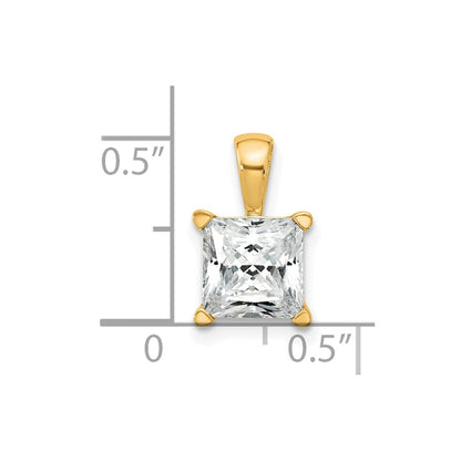 14k Yellow Gold 2 Ct. Certified Lab Grown Diamond VS/SI+ G+ Princess Four Prong Pendant