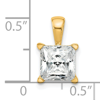 14K Yellow Gold 2 Carat Certified Lab Grown Diamond Vs+ F+ Princess Complete Four Prong Pendant