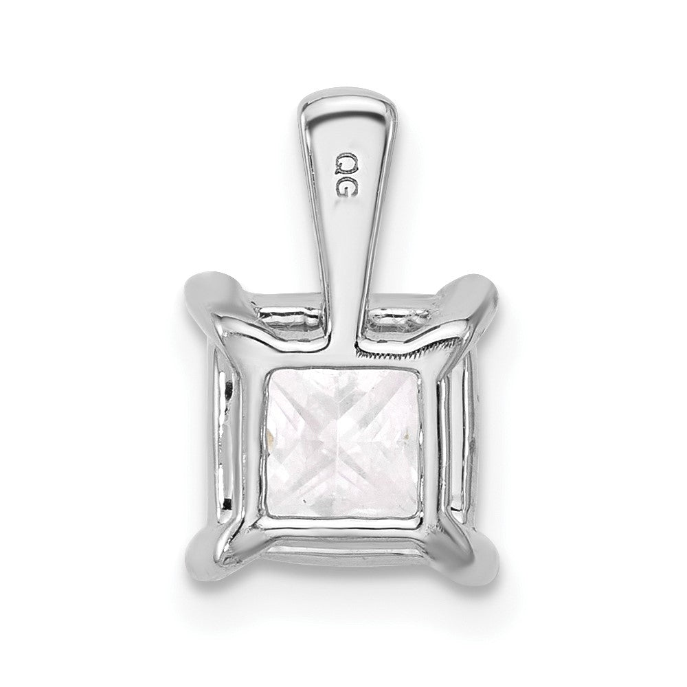 14k White Gold 2 1/2 Ct. Lab Grown Diamond VS/SI+ G+ Princess Complete Four Prong Pendant