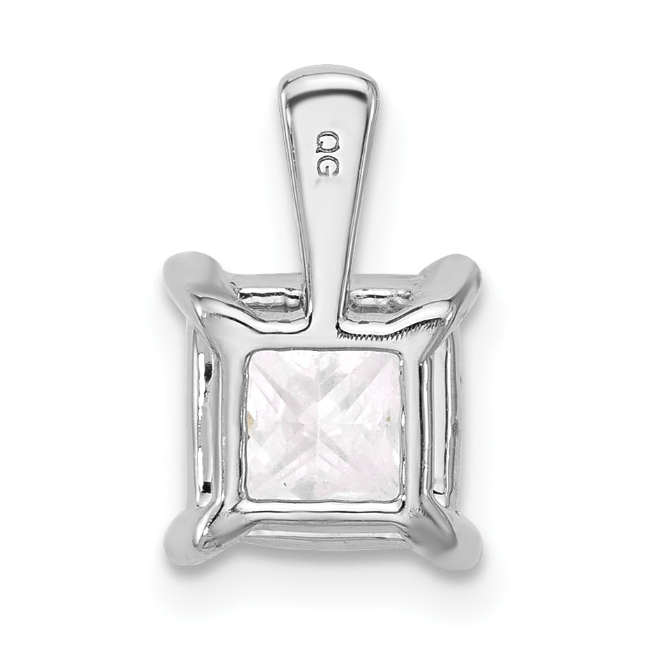 14K White Gold 2 1/2 Carat Lab Grown Diamond Vs+ F+ Princess Complete Four Prong Pendant