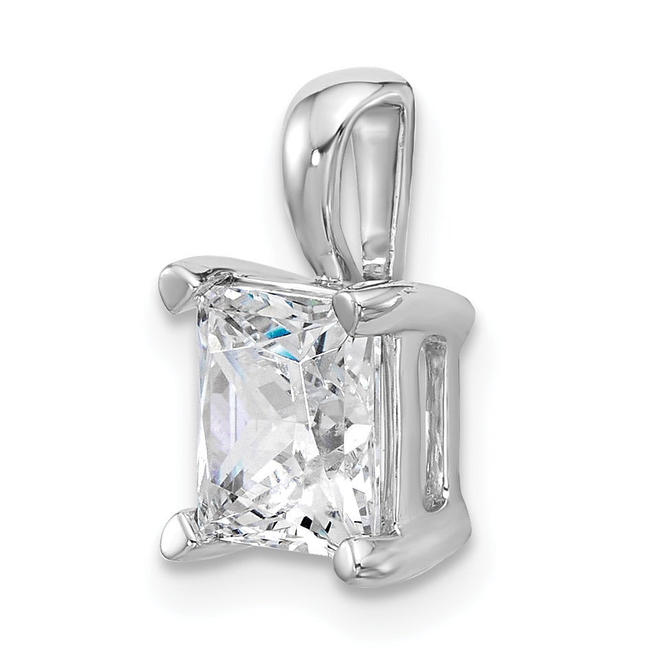 14K White Gold 2 1/2 Carat Lab Grown Diamond Vs+ F+ Princess Complete Four Prong Pendant
