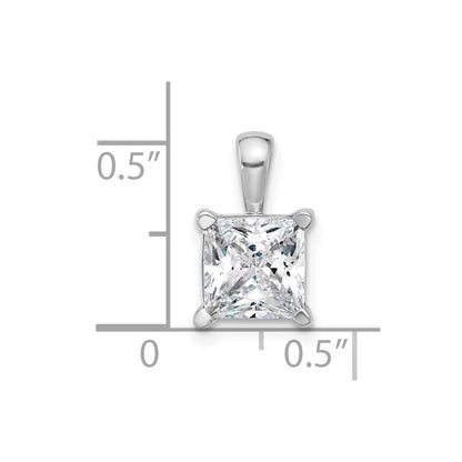 14k White Gold 2 1/2 Ct. Lab Grown Diamond VS/SI+ G+ Princess Complete Four Prong Pendant
