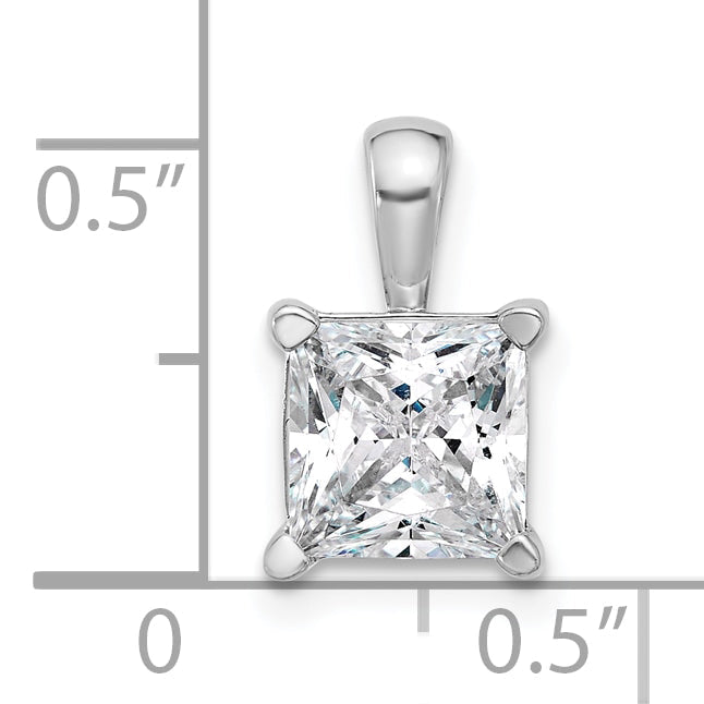 14K White Gold 2 1/2 Carat Lab Grown Diamond Vs+ F+ Princess Complete Four Prong Pendant